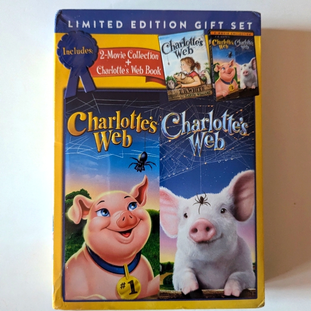 NEW Charlotte's Web Limited Edition Gift Set - 2 DVD Movie Collection + Book
